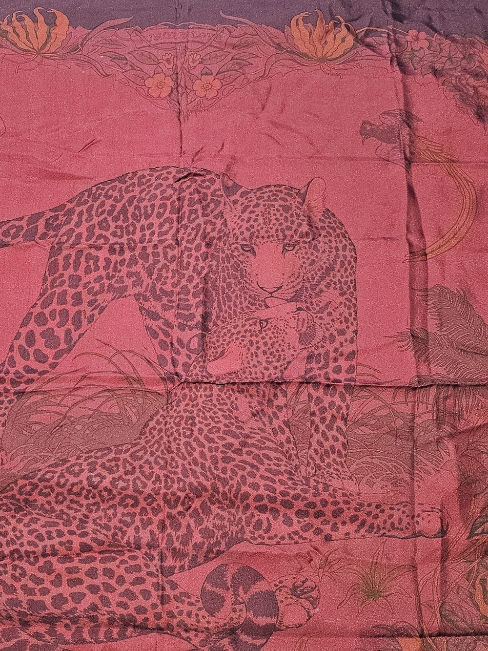 Hermes Luxury Red Leopard Jungle Love Print Scarf - Picture 4 of 5